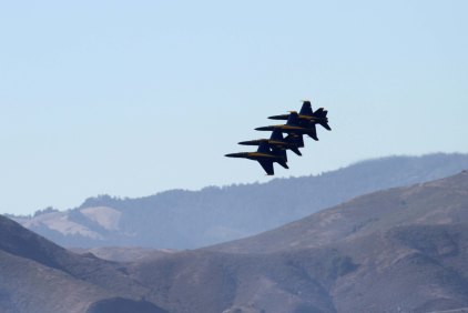 United States Navy Blue Angels with the hills of Marin County in the background. San Francisco Fleet Week 2015.